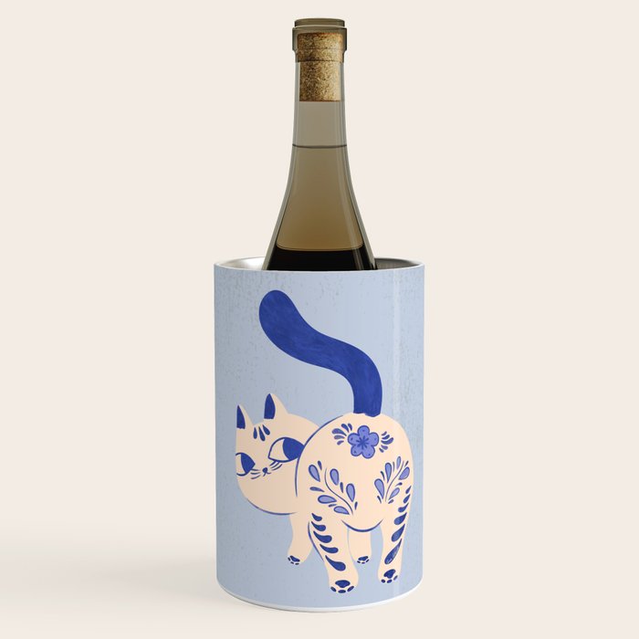 Purrcelin Cat - Pretty Delft Porcelain Kitty Wine Chiller Gallery Image 3