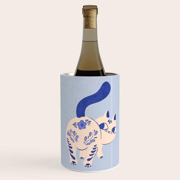Purrcelin Cat - Pretty Delft Porcelain Kitty Wine Chiller Gallery Image 2