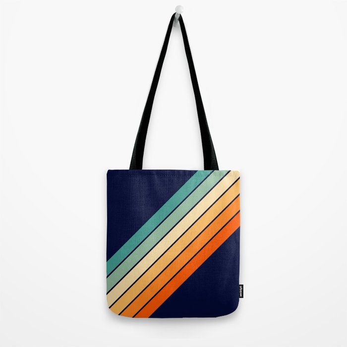 Farida - 70s Vintage Style Retro Stripes Tote Bag Gallery Image 2