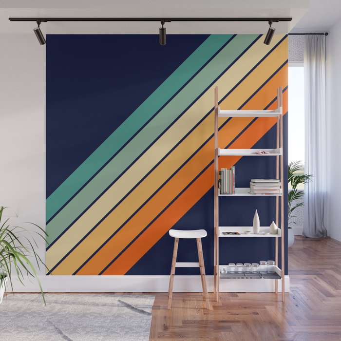 Farida - 70s Vintage Style Retro Stripes Wall Mural Gallery Image 1