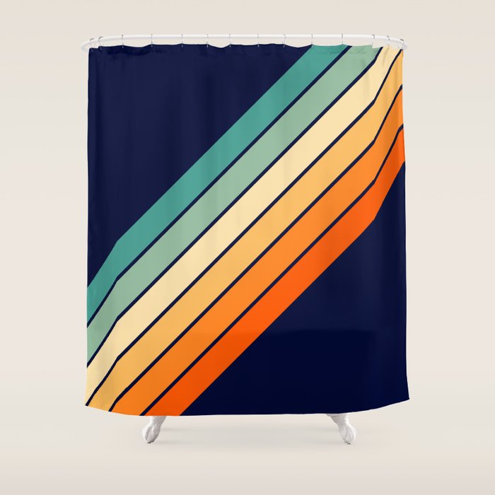 Farida - 70s Vintage Style Retro Stripes Shower Curtain Gallery Image 1