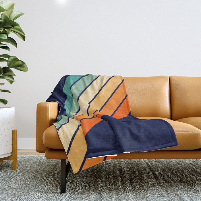 Farida - 70s Vintage Style Retro Stripes Throw Blanket Gallery Image 1