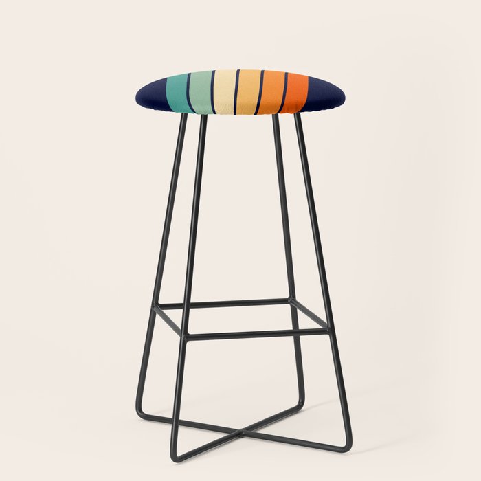 Farida - 70s Vintage Style Retro Stripes Stool Gallery Image 1