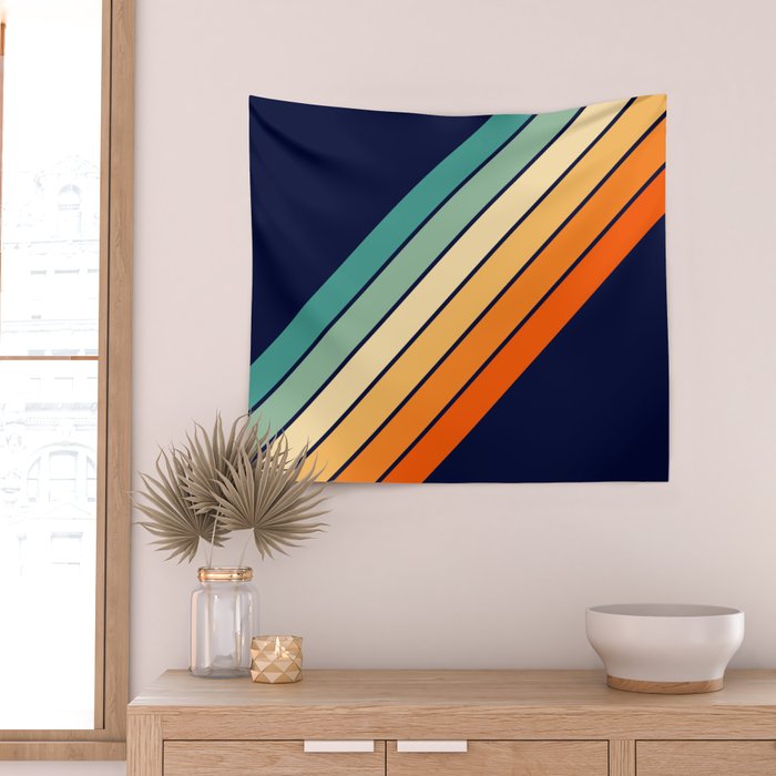 Farida - 70s Vintage Style Retro Stripes Wall Tapestry Gallery Image 2