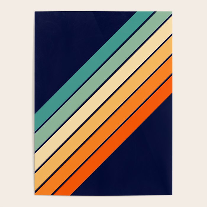 Farida - 70s Vintage Style Retro Stripes Poster Gallery Image 1