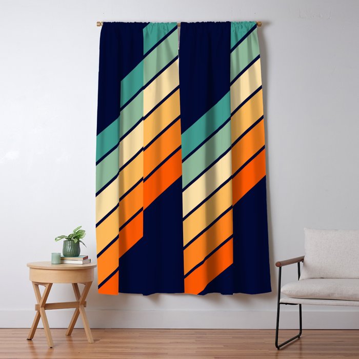 Farida - 70s Vintage Style Retro Stripes Window Curtain Gallery Image 5