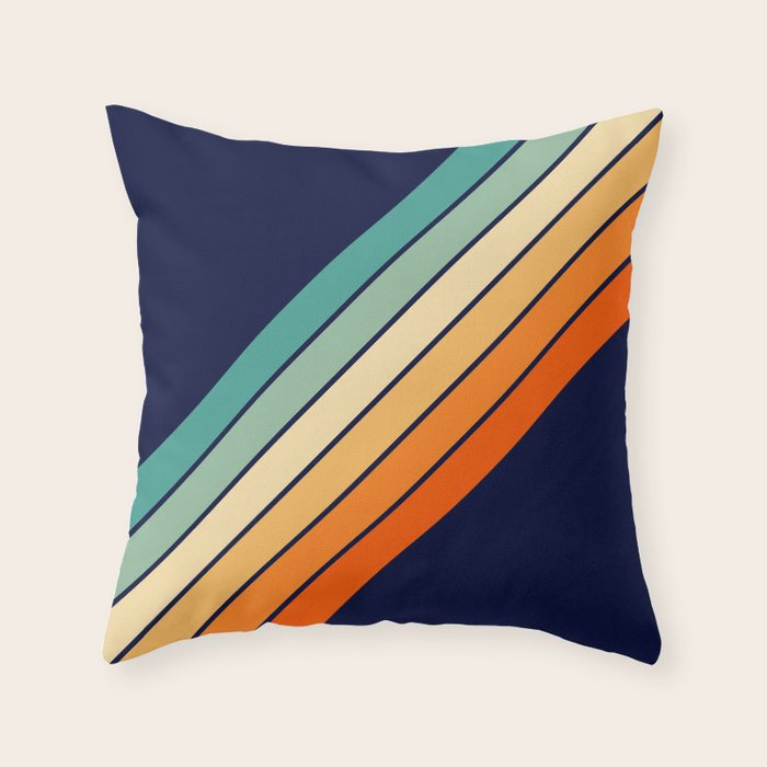 Farida - 70s Vintage Style Retro Stripes Throw Pillow Gallery Image 6