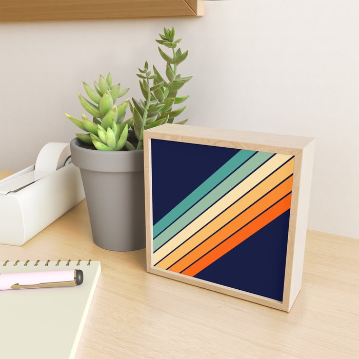 Farida - 70s Vintage Style Retro Stripes Mini Art Print Gallery Image 2