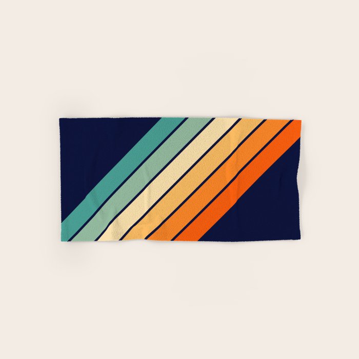 Farida - 70s Vintage Style Retro Stripes Bath Towel Gallery Image 1
