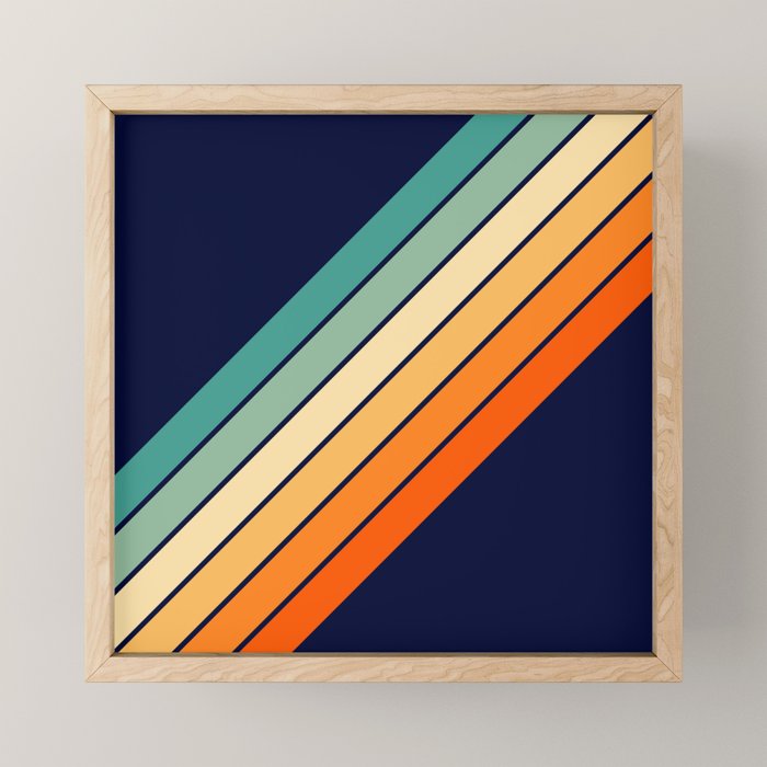 Farida - 70s Vintage Style Retro Stripes Mini Art Print Gallery Image 1