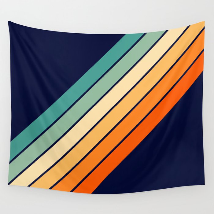 Farida - 70s Vintage Style Retro Stripes Wall Tapestry Gallery Image 1