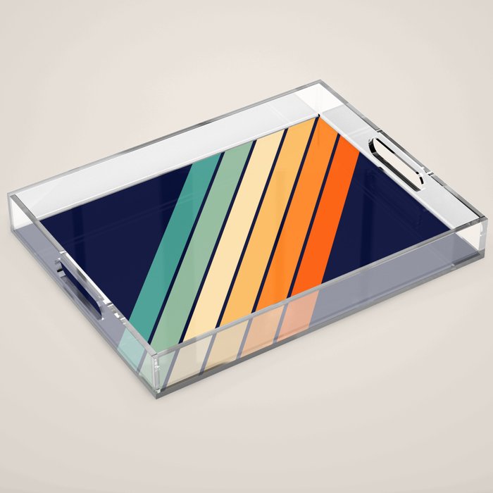 Farida - 70s Vintage Style Retro Stripes Acrylic Tray Gallery Image 1