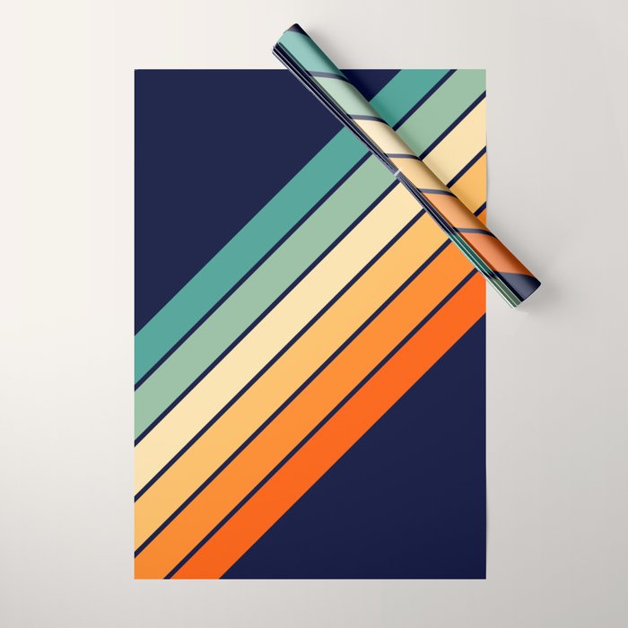 Farida - 70s Vintage Style Retro Stripes Wrapping Paper Gallery Image 1