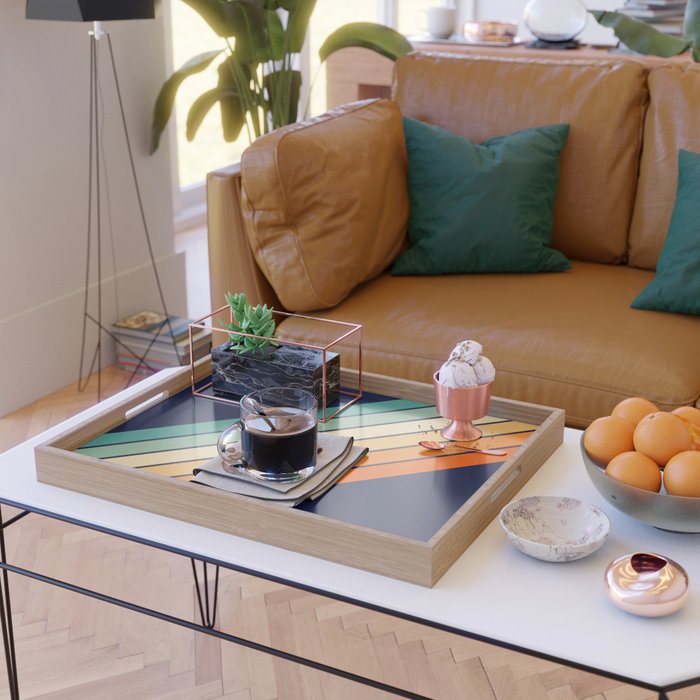 Farida - 70s Vintage Style Retro Stripes Serving Tray Gallery Image 2