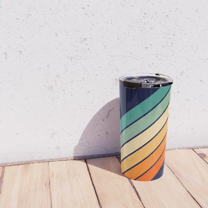 Farida - 70s Vintage Style Retro Stripes Travel Mug Gallery Image 4