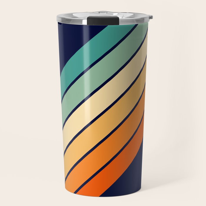 Farida - 70s Vintage Style Retro Stripes Travel Mug Gallery Image 1