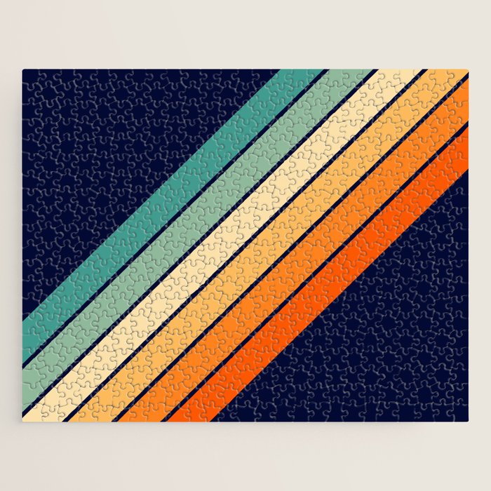 Farida - 70s Vintage Style Retro Stripes Jigsaw Puzzle Gallery Image 1