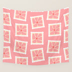 Vintage flower postage stamp pattern Wall Tapestry Gallery Image 4