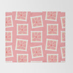 Vintage flower postage stamp pattern Throw Blanket Gallery Image 2