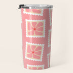 Vintage flower postage stamp pattern Travel Mug Gallery Image 3