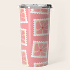 Vintage flower postage stamp pattern Travel Mug Gallery Image 2