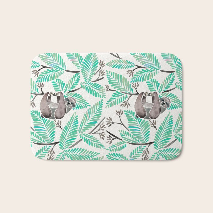 Happy Sloth - Tropical Mint Rainforest Bath Mat Gallery Image 1