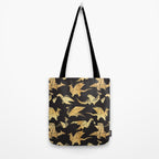 Origami metallic dragon friends // black background golden fantasy animals Tote Bag Gallery Image 2