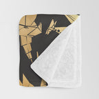 Origami metallic dragon friends // black background golden fantasy animals Throw Blanket Gallery Image 3