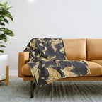 Origami metallic dragon friends // black background golden fantasy animals Throw Blanket Gallery Image 1