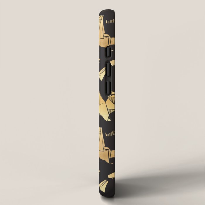 Origami metallic dragon friends // black background golden fantasy animals iPhone Case Gallery Image 2