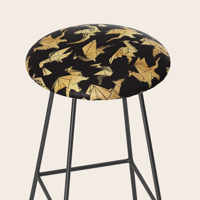 Origami metallic dragon friends // black background golden fantasy animals Stool Gallery Image 2