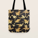 Origami metallic dragon friends // black background golden fantasy animals Tote Bag Gallery Image 1