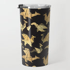 Origami metallic dragon friends // black background golden fantasy animals Travel Mug Gallery Image 3