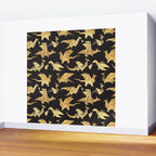 Origami metallic dragon friends // black background golden fantasy animals Wall Mural Gallery Image 2