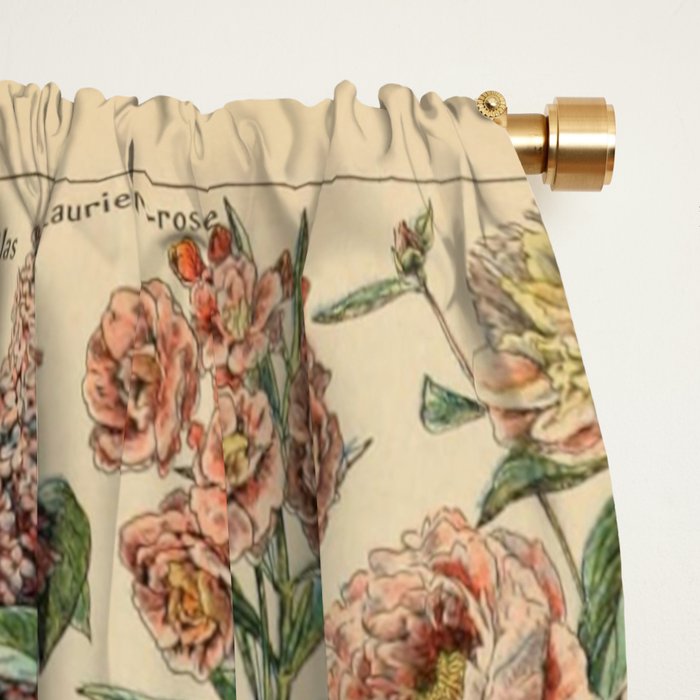 French Vintage Flowers Chart Adolphe Millot Fleurs Larousse Pour Tous Funky Cozy Boho Maximalist Window Curtain Gallery Image 2