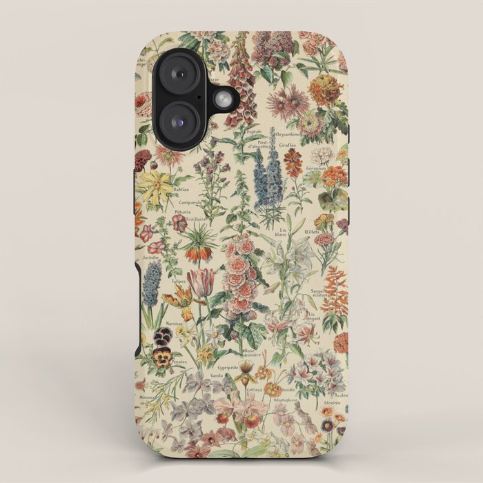 French Vintage Flowers Chart Adolphe Millot Fleurs Larousse Pour Tous Funky Cozy Boho Maximalist iPhone Case Gallery Image 1