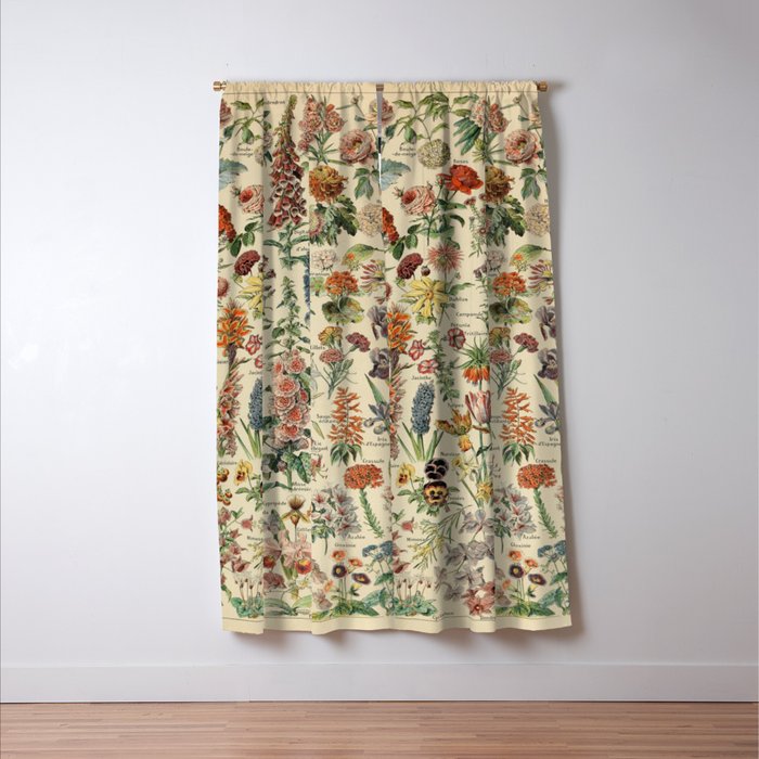 French Vintage Flowers Chart Adolphe Millot Fleurs Larousse Pour Tous Funky Cozy Boho Maximalist Window Curtain Gallery Image 3