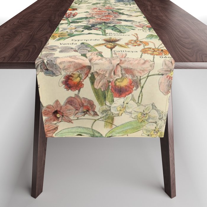 French Vintage Flowers Chart Adolphe Millot Fleurs Larousse Pour Tous Funky Cozy Boho Maximalist Table Runner Gallery Image 1