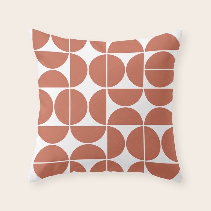 Mid Century Modern Geometric 04 Terracotta Throw Pillow Gallery Image 6