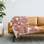 Mid Century Modern Geometric 04 Terracotta Throw Blanket Gallery Image 1