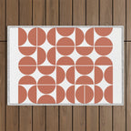 Mid Century Modern Geometric 04 Terracotta Outdoor Rug Gallery Image 1