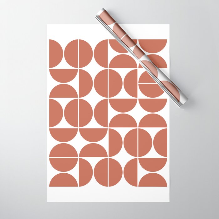 Mid Century Modern Geometric 04 Terracotta Wrapping Paper Gallery Image 1