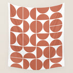 Mid Century Modern Geometric 04 Terracotta Wall Tapestry Gallery Image 4
