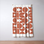 Mid Century Modern Geometric 04 Terracotta Window Curtain Gallery Image 3