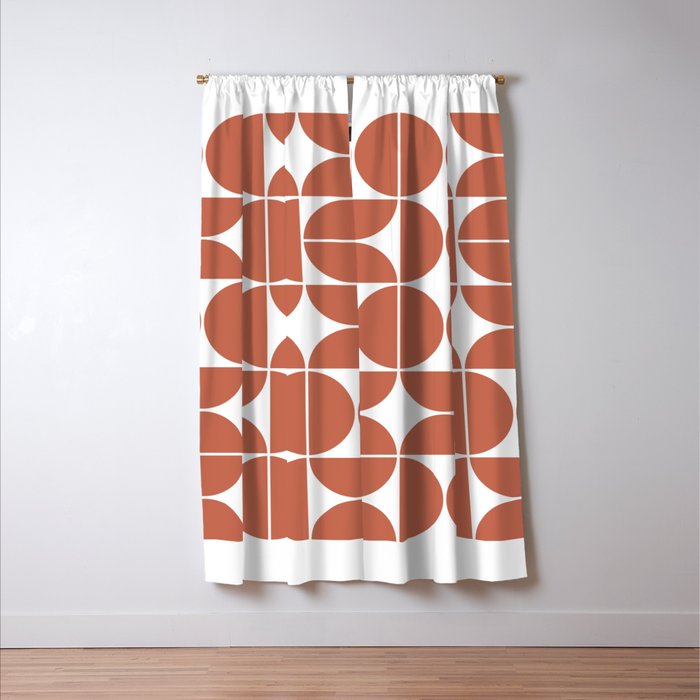 Mid Century Modern Geometric 04 Terracotta Window Curtain Gallery Image 3