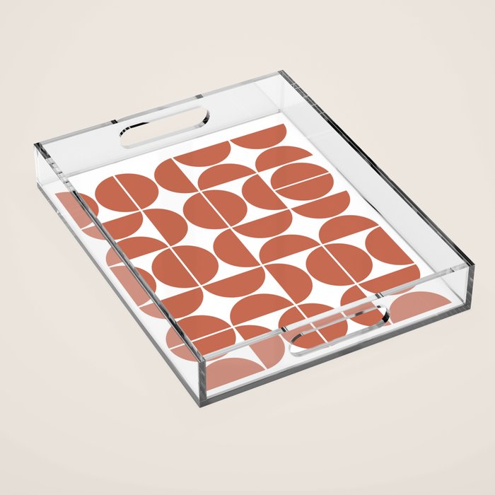 Mid Century Modern Geometric 04 Terracotta Acrylic Tray Gallery Image 1