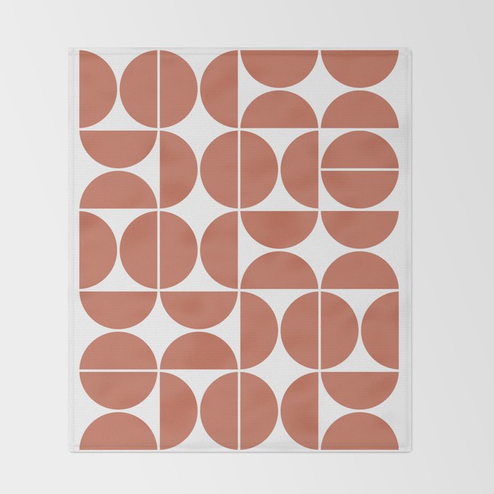 Mid Century Modern Geometric 04 Terracotta Throw Blanket Gallery Image 2
