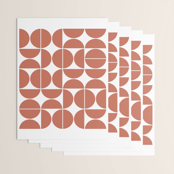 Mid Century Modern Geometric 04 Terracotta Wrapping Paper Gallery Image 3