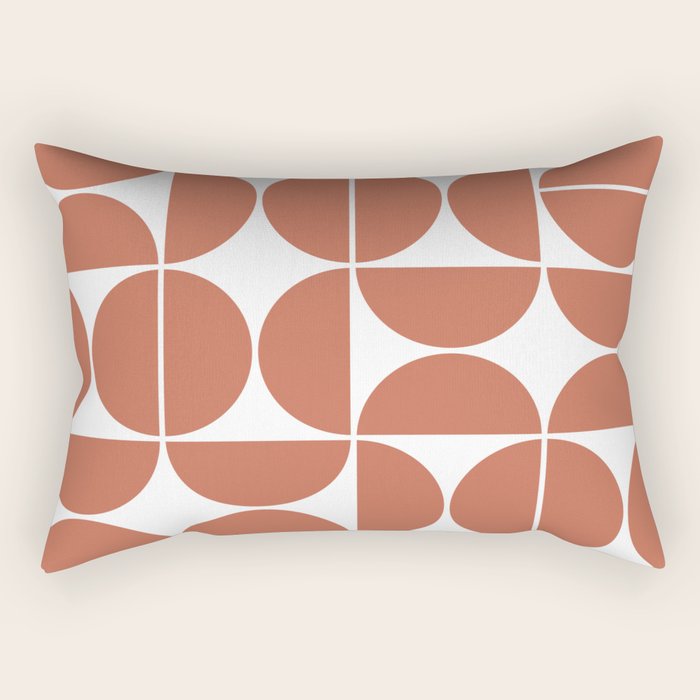 Mid Century Modern Geometric 04 Terracotta Rectangular Pillow Gallery Image 1