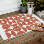 Mid Century Modern Geometric 04 Terracotta Outdoor Rug Gallery Image 2